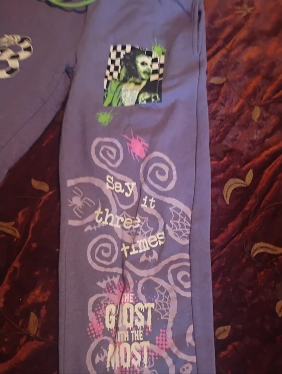 Beetlejuice "Ghost with the Most" Purple Joggers Sweatpants - Size S - Picture 9 of 14